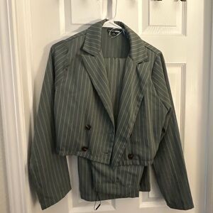 Blue-Gray Striped Women's Suit